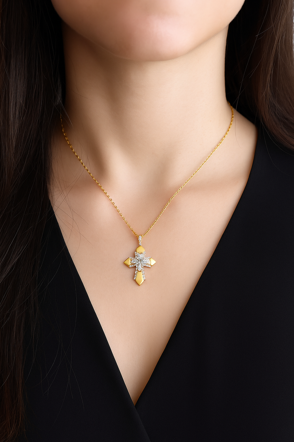 #BD0016#  Cross Pendant Necklace, including Chain