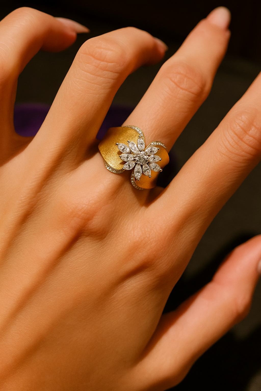 #BJ0023# Vintage Ring – Brushed Metal Finish