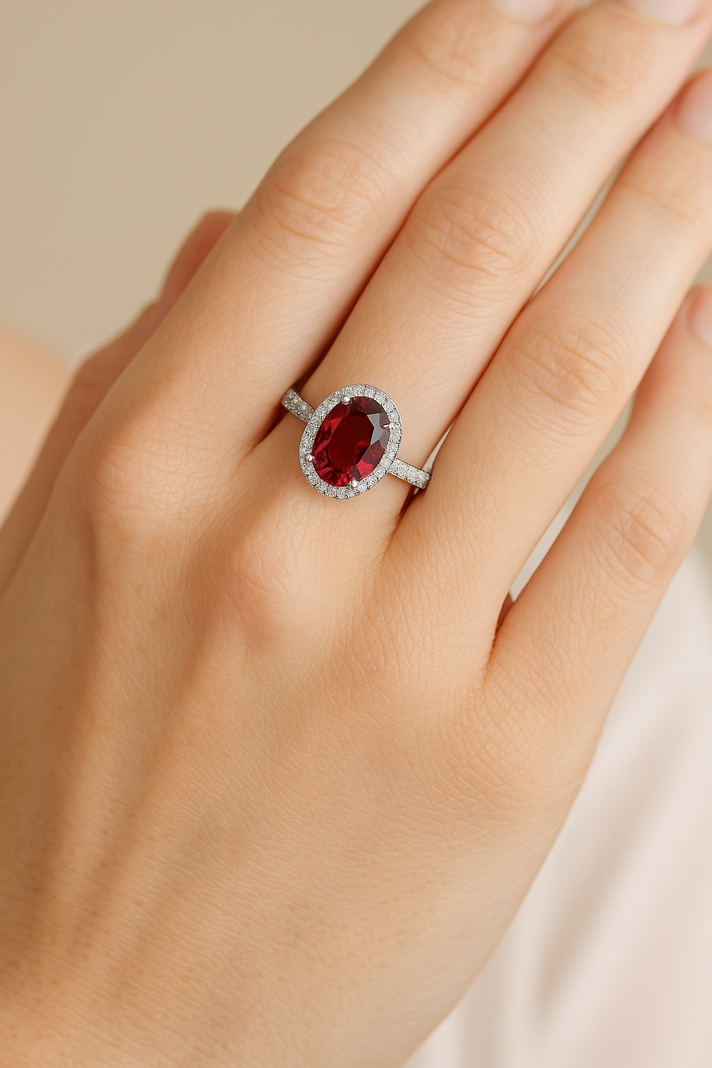 #HJ0072#  Ring with Ruby – Elegant Oval Design