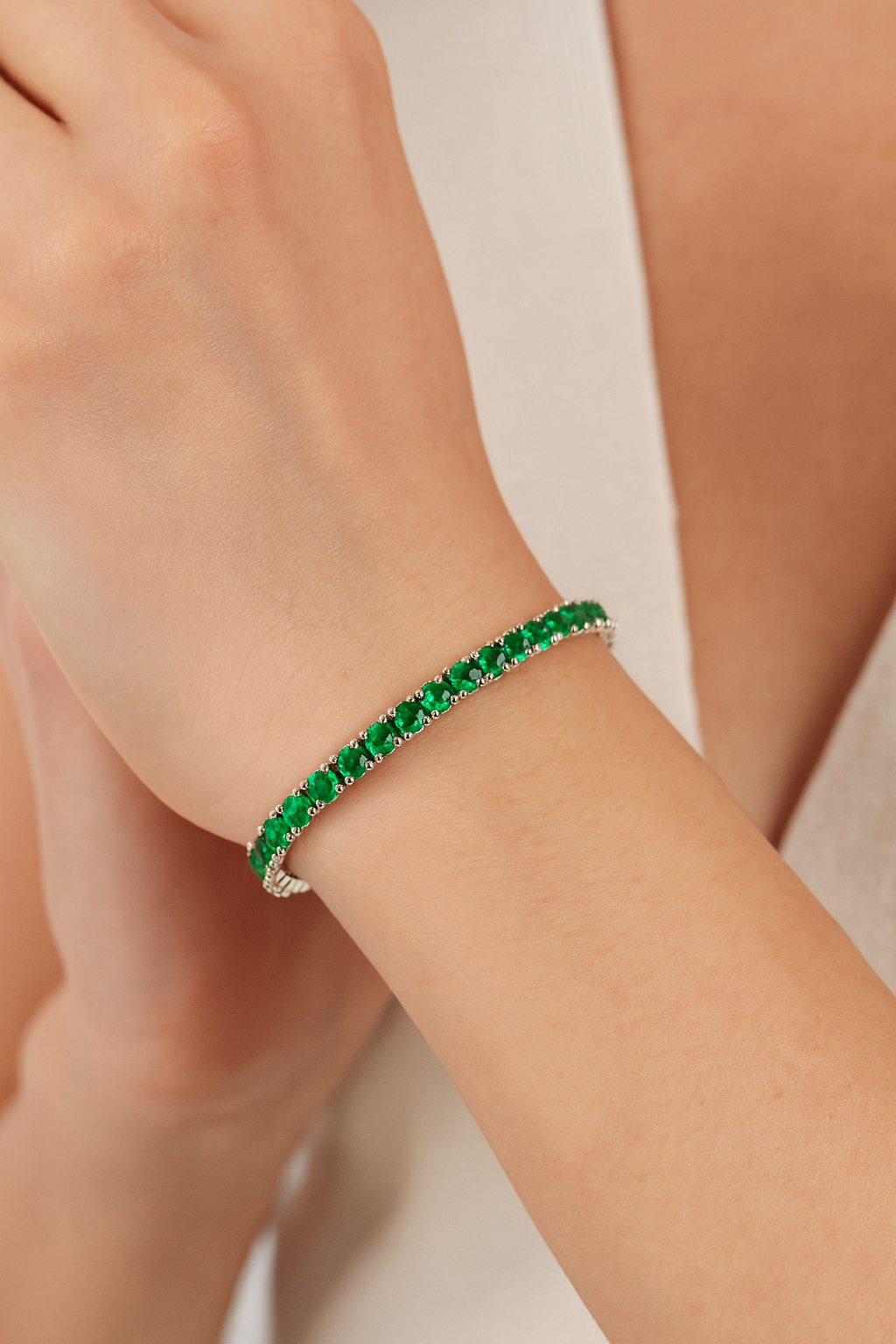 #LS0161#  Bracelet with Emeralds | 16cm / 17cm / 18cm