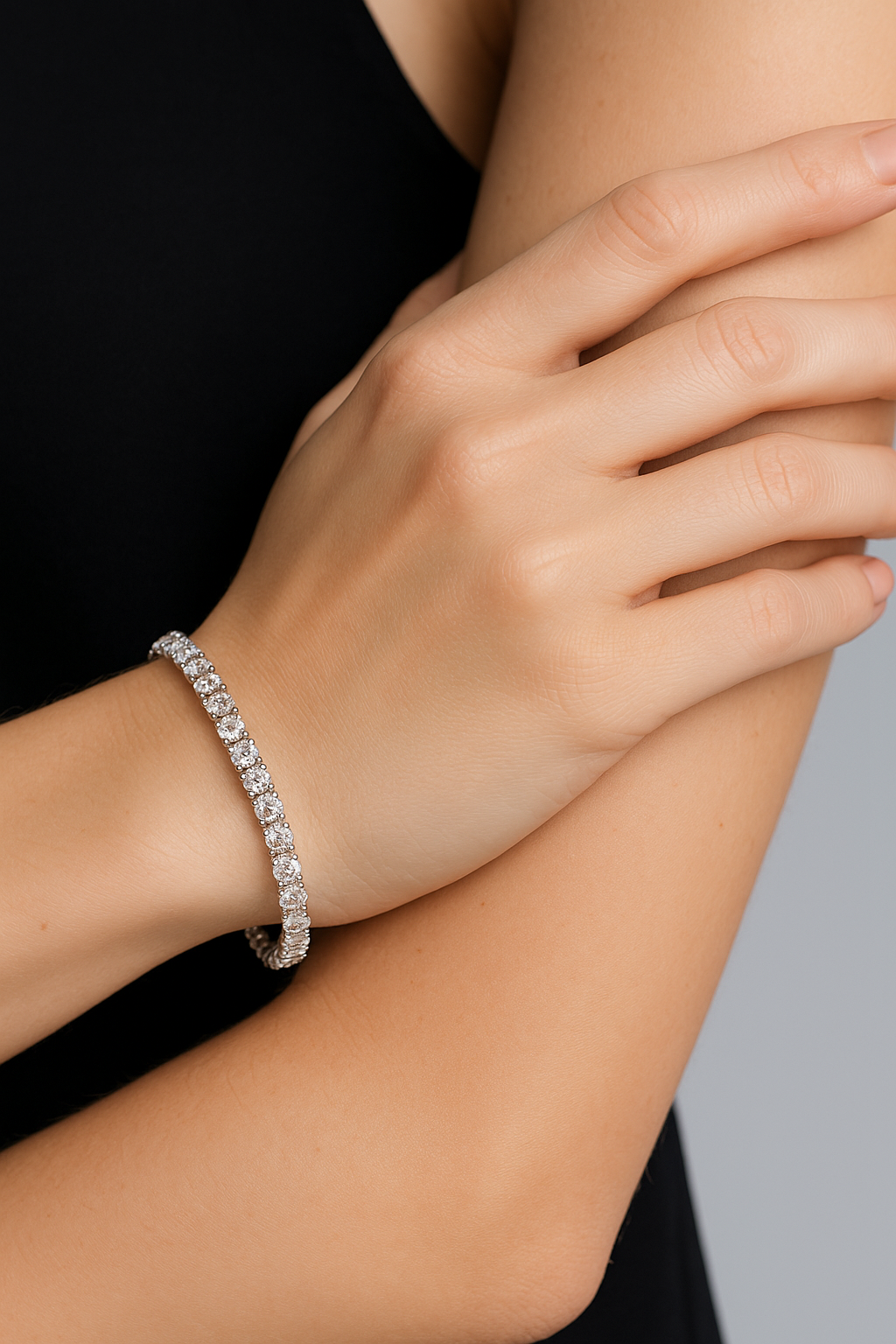 #B1705#  Zircon Tennis Bracelet – Elegant Round