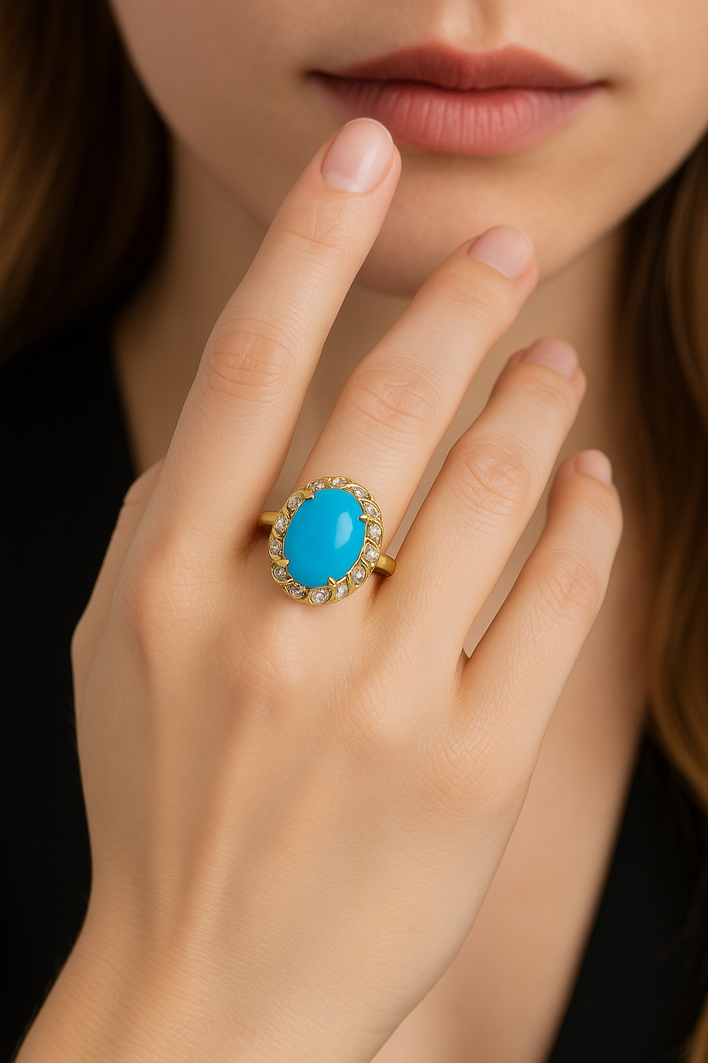 #LJ0103# Zircon Ring with Turquoise