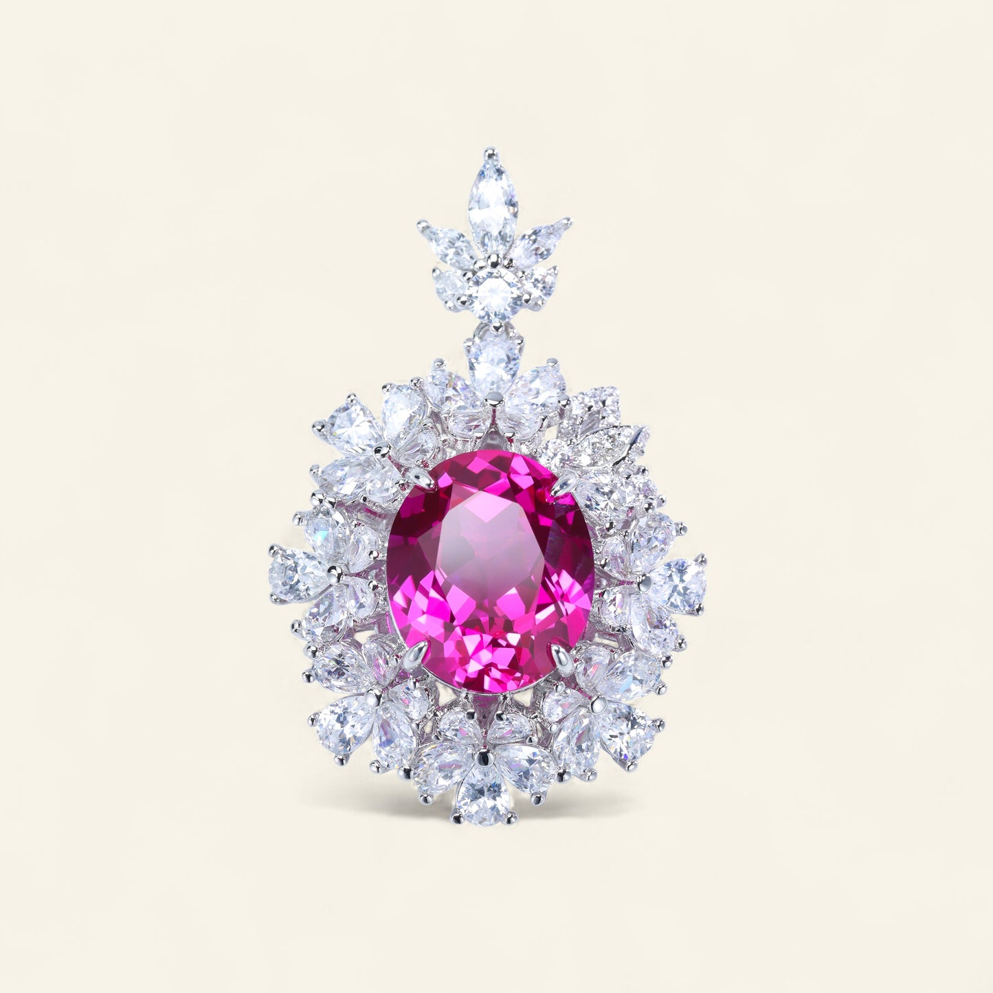 #HD0048# Pendant with Oval-Cut Pink Gemstone