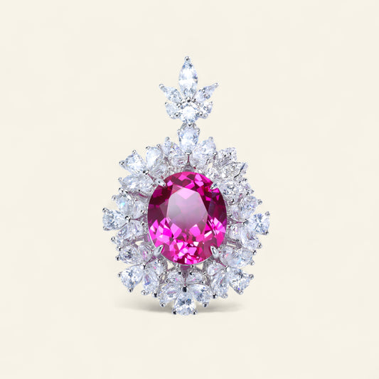 #HD0048# Pendant with Oval-Cut Pink Gemstone