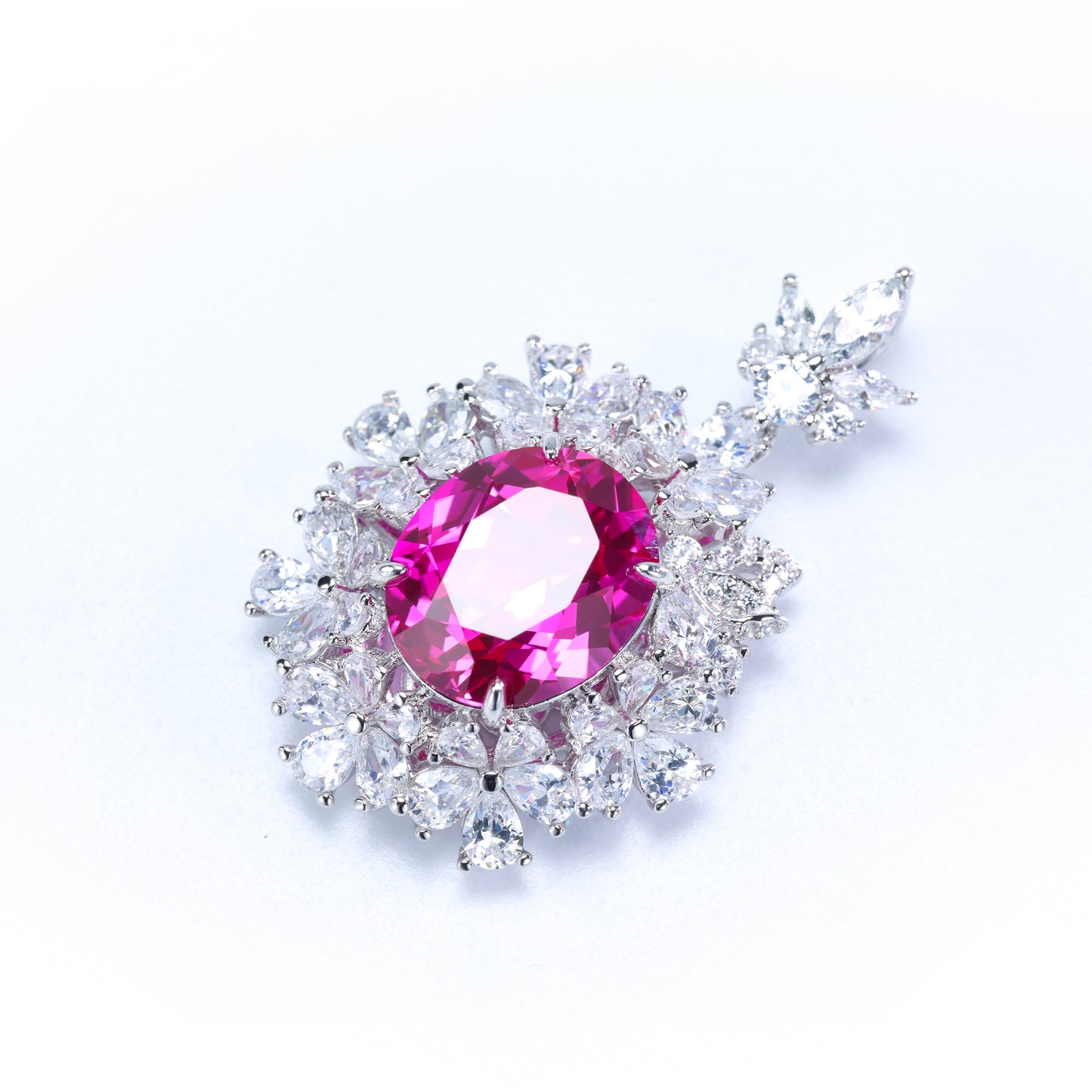 #HD0048# Pendant with Oval-Cut Pink Gemstone
