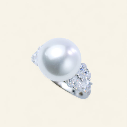 #JZ0127# Ring with White Pearl & Zircon Accents