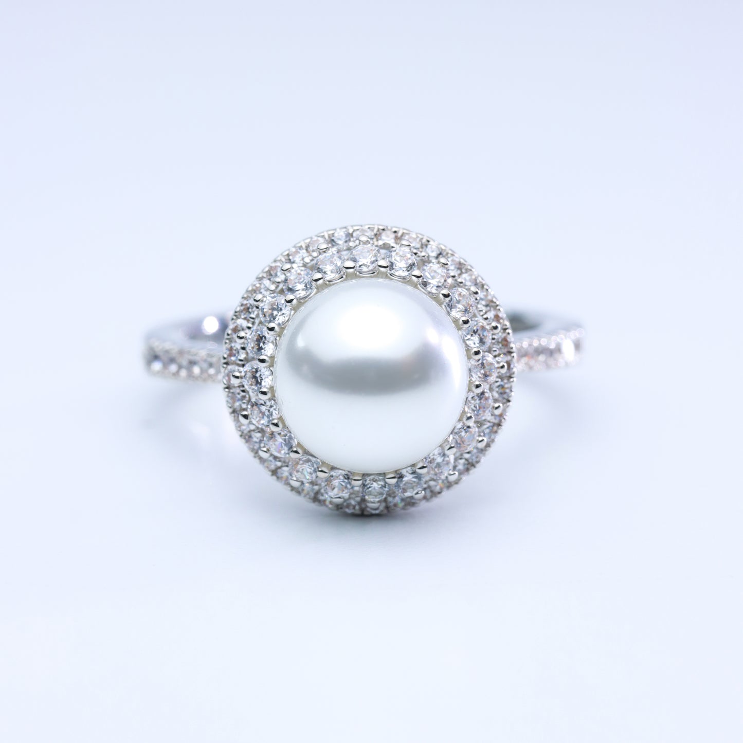 #JZ0121# Ring with White Pearl & Zircon Accents