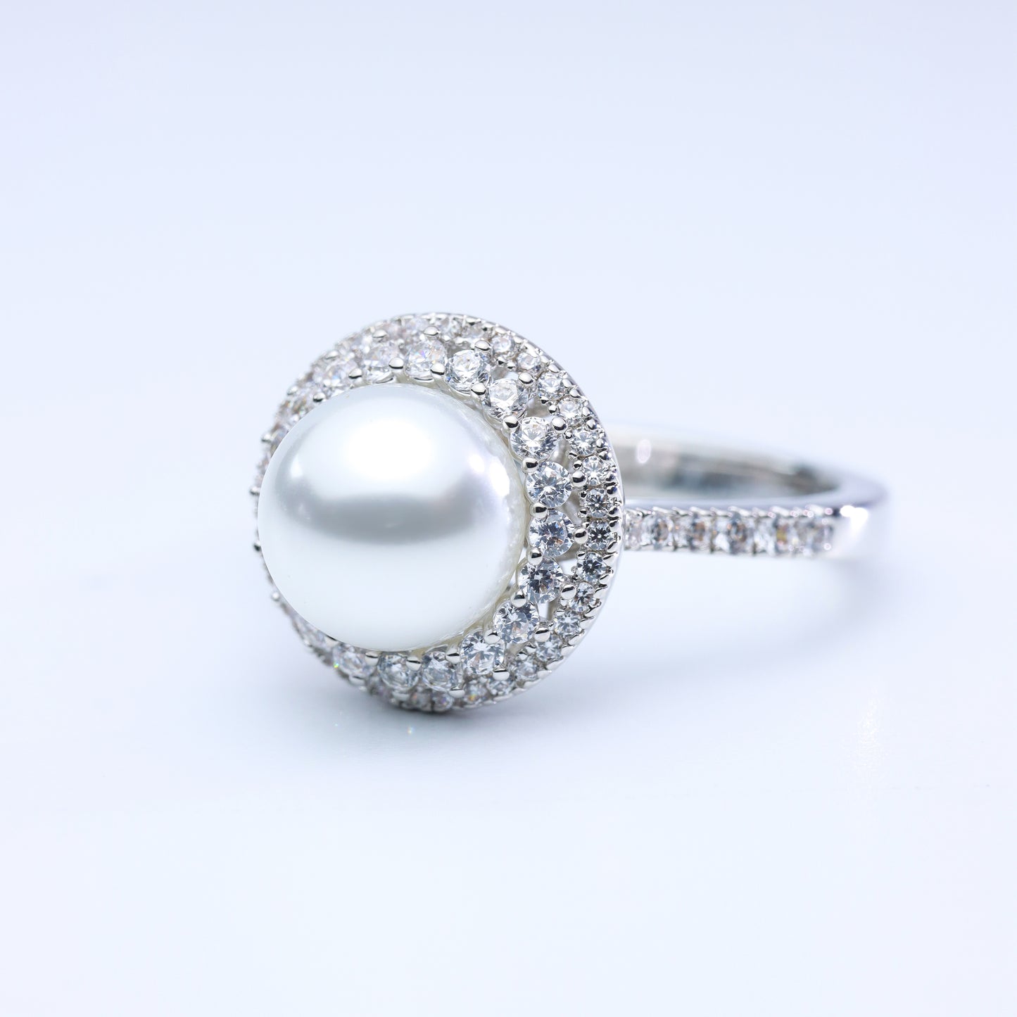 #JZ0121# Ring with White Pearl & Zircon Accents