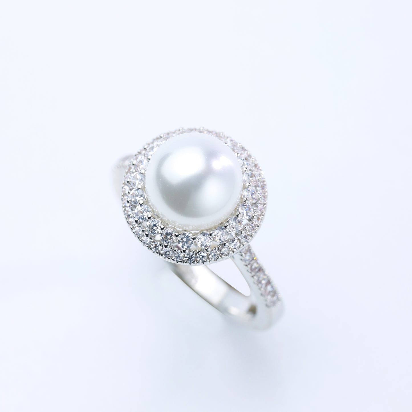 #JZ0121# Ring with White Pearl & Zircon Accents