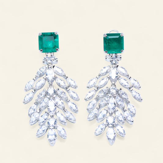 #LE0136# Wheat-Shaped Earrings with Emerald