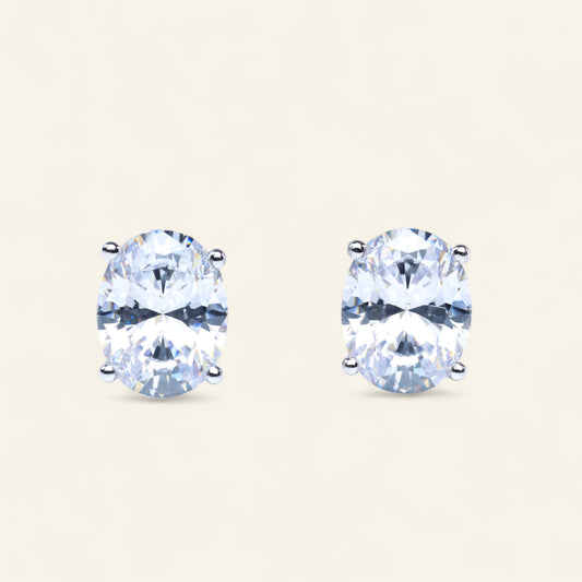 #BE0009# Oval-Cut Moissanite Stud Earrings