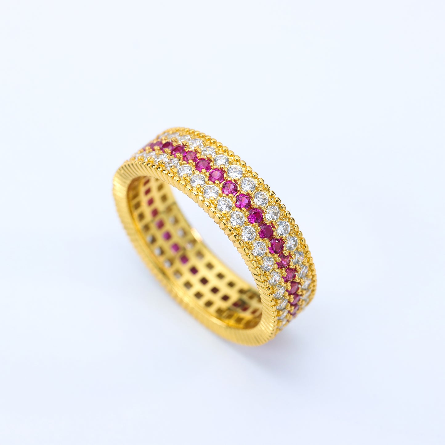 #HJ0114# Ring with Ruby & Zircon Accents