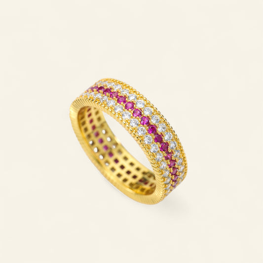 #HJ0114# Ring with Ruby & Zircon Accents
