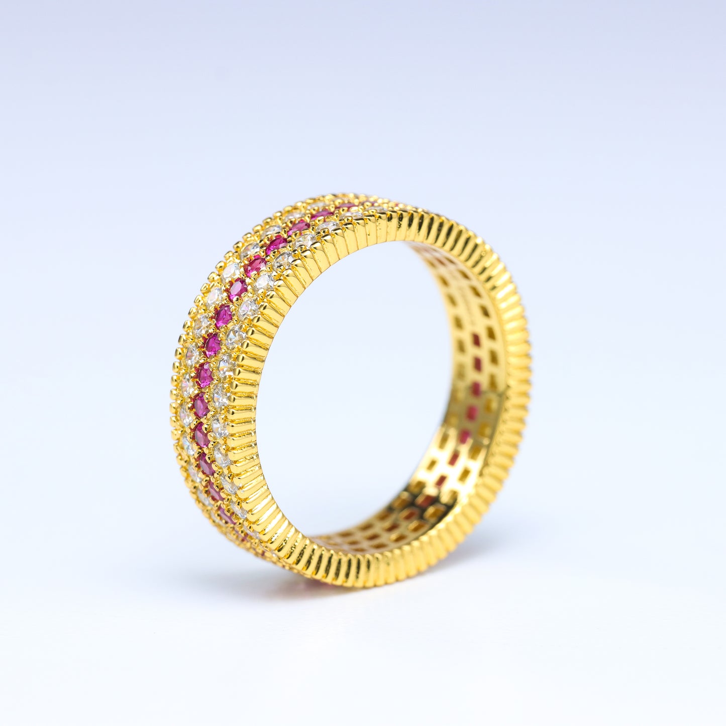 #HJ0114# Ring with Ruby & Zircon Accents