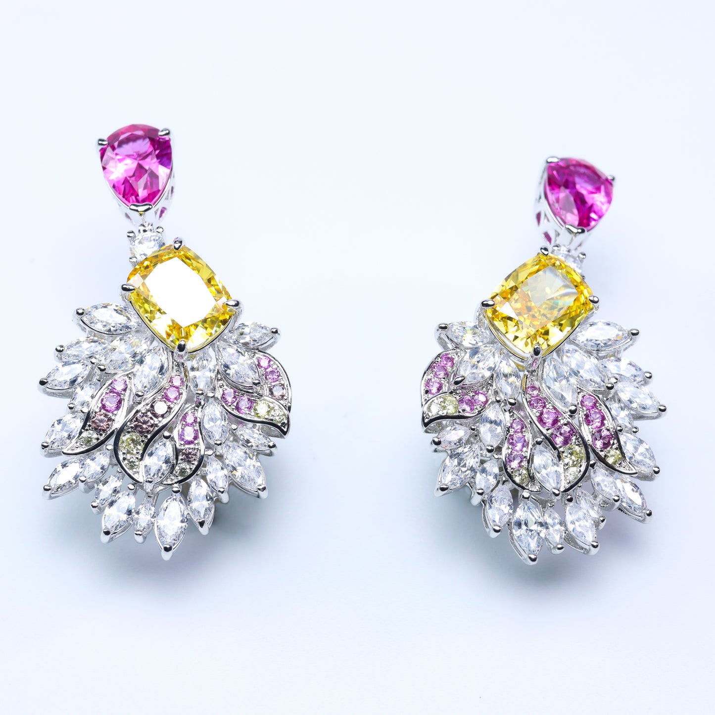 #HE0049#  Multicolor Gemstone Drop Earrings