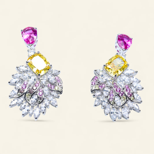 #HE0049#  Multicolor Gemstone Drop Earrings