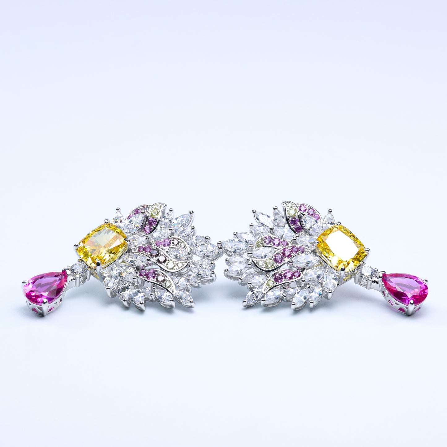 #HE0049#  Multicolor Gemstone Drop Earrings