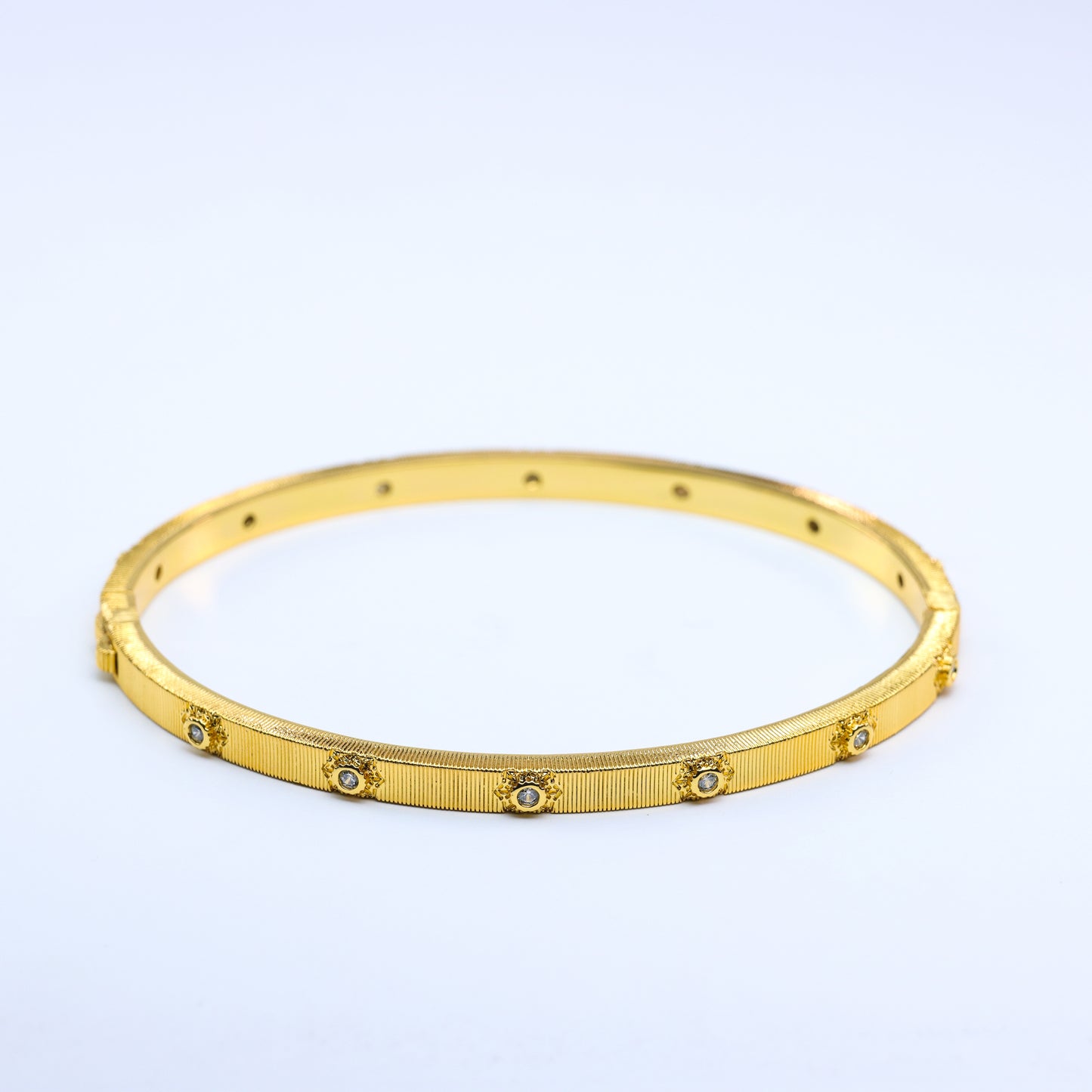 #BS0018# Bangle with Zircon Accents – Vintage Brushed Finish