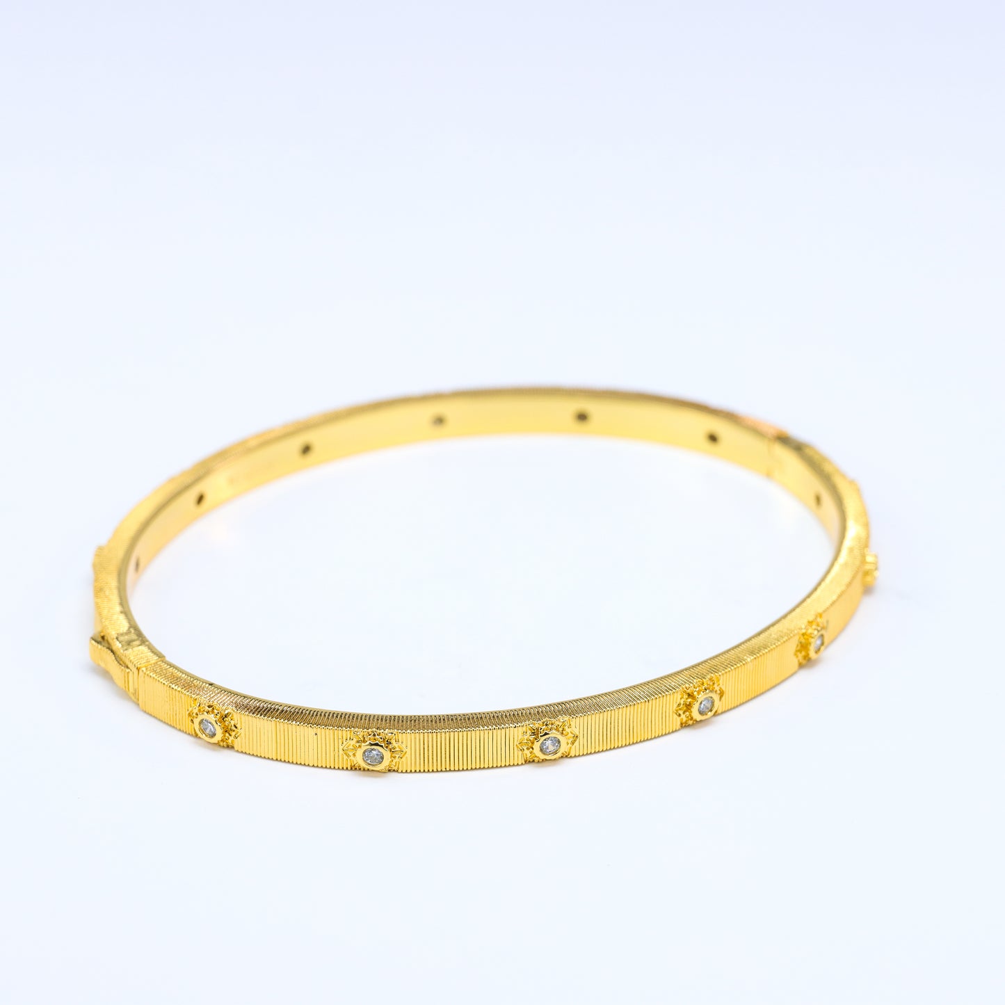 #BS0018# Bangle with Zircon Accents – Vintage Brushed Finish