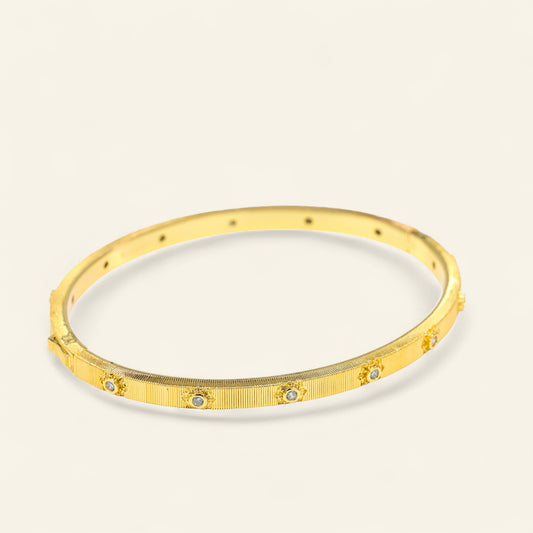 #BS0018# Bangle with Zircon Accents – Vintage Brushed Finish