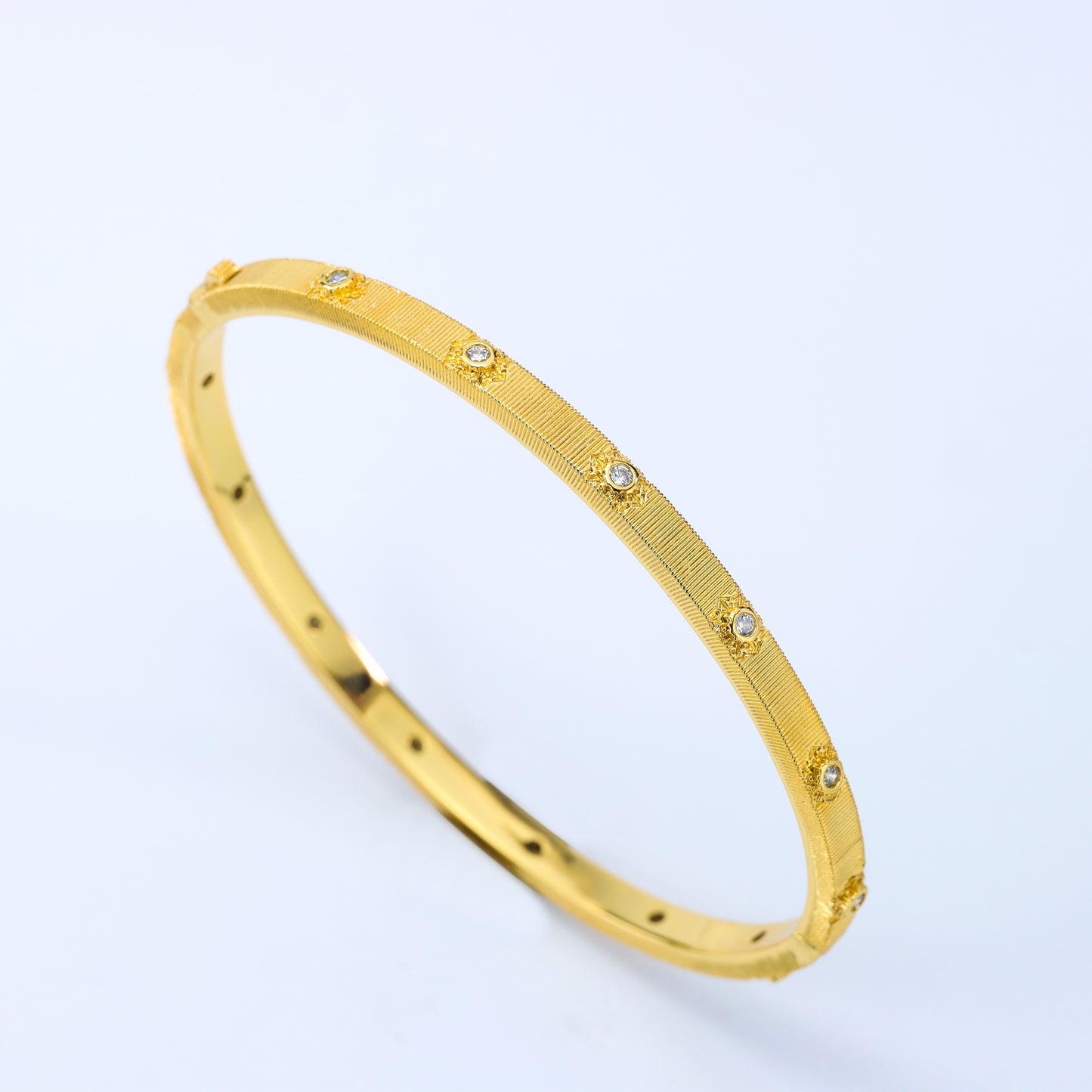 #BS0018# Bangle with Zircon Accents – Vintage Brushed Finish