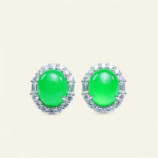 #LE0040#  Earrings with Jade  – Natural Jade Texture Design