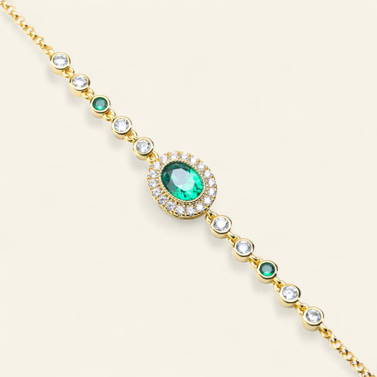 #LS0144# Bracelet with Emerald  – Elegant Oval Design