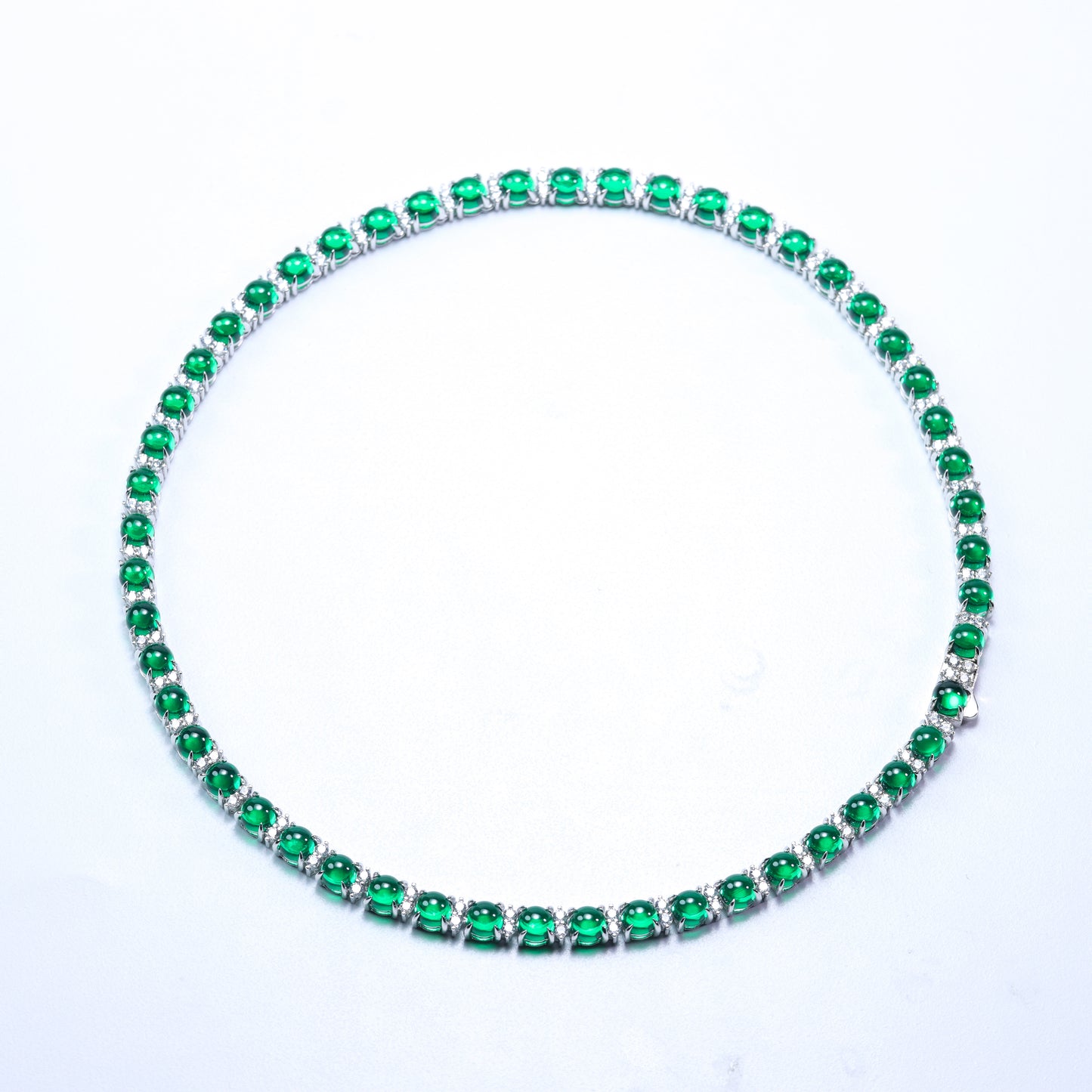 #LX0145# Emerald Tennis Necklace – 50cm Chain
