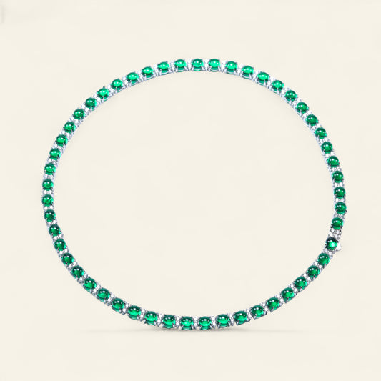 #LX0145# Emerald Tennis Necklace – 50cm Chain