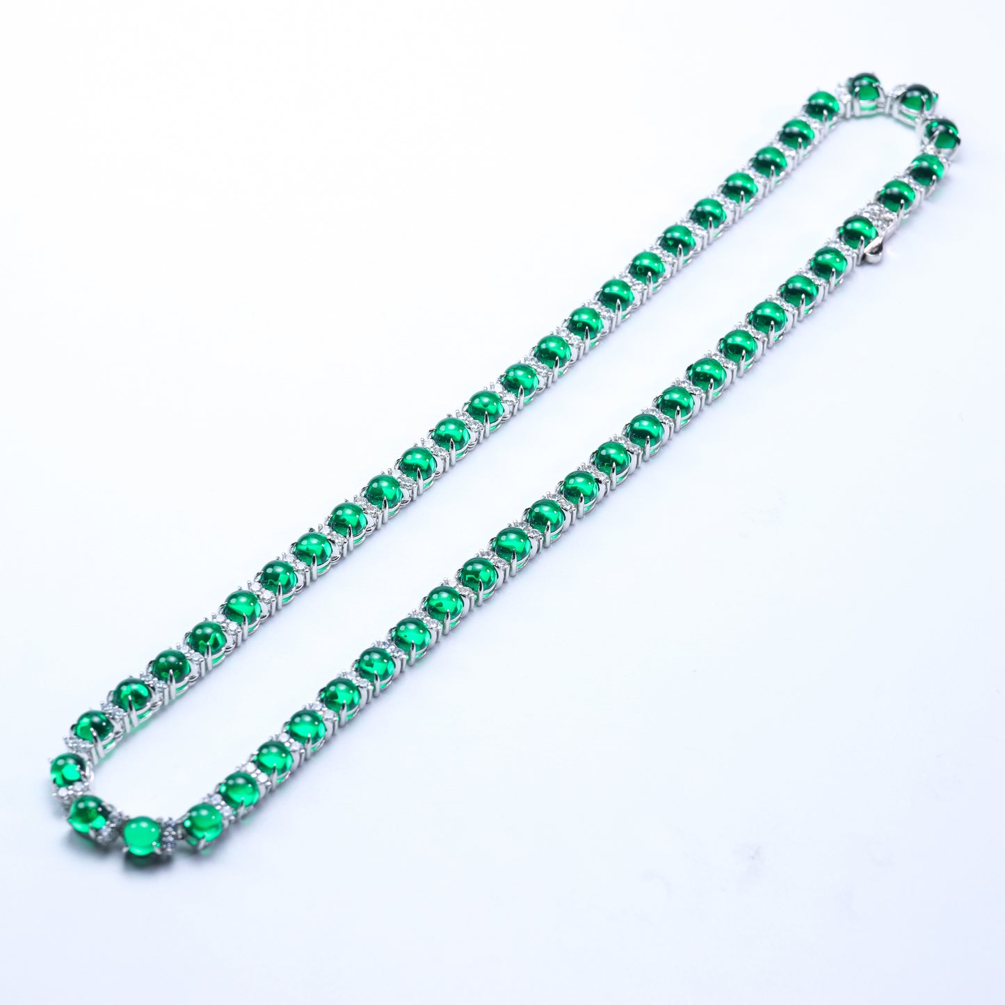#LX0145# Emerald Tennis Necklace – 50cm Chain