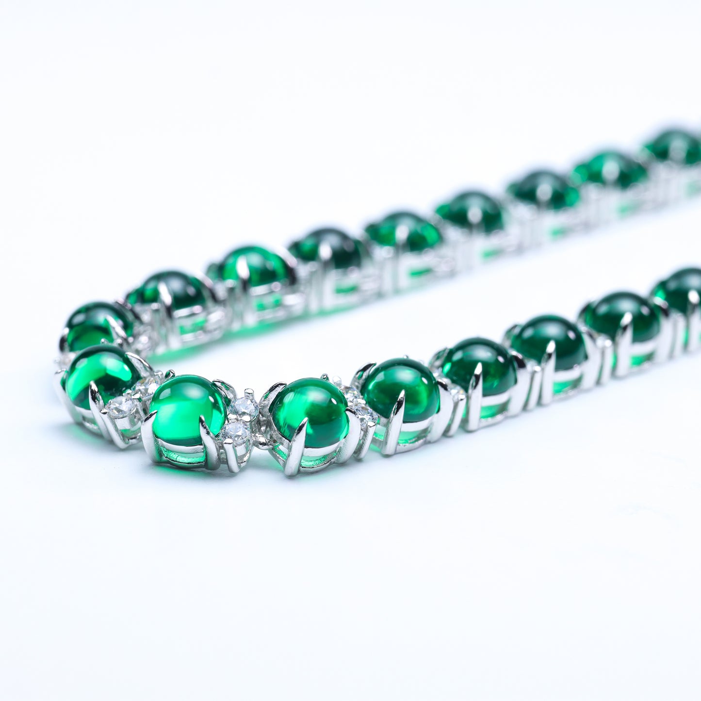 #LX0145# Emerald Tennis Necklace – 50cm Chain