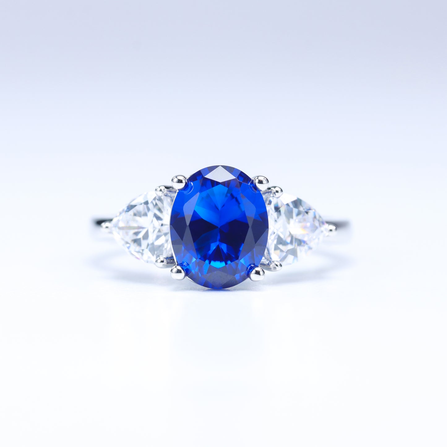 #LJ0106# Blue Diamond Ring with Zircon Accents