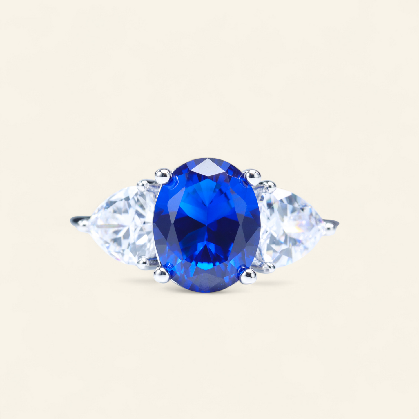 #LJ0106# Blue Diamond Ring with Zircon Accents