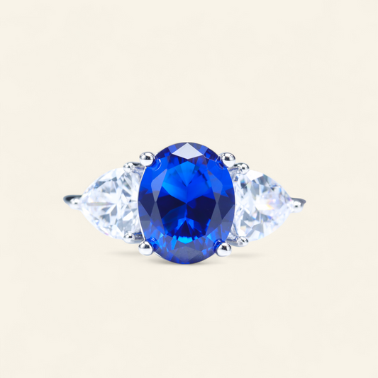 #LJ0106# Blue Diamond Ring with Zircon Accents