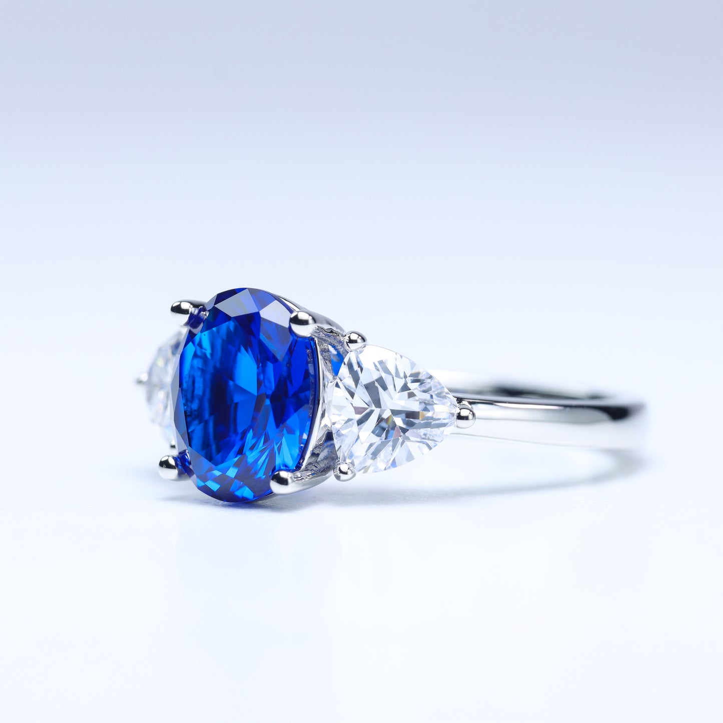 #LJ0106# Blue Diamond Ring with Zircon Accents