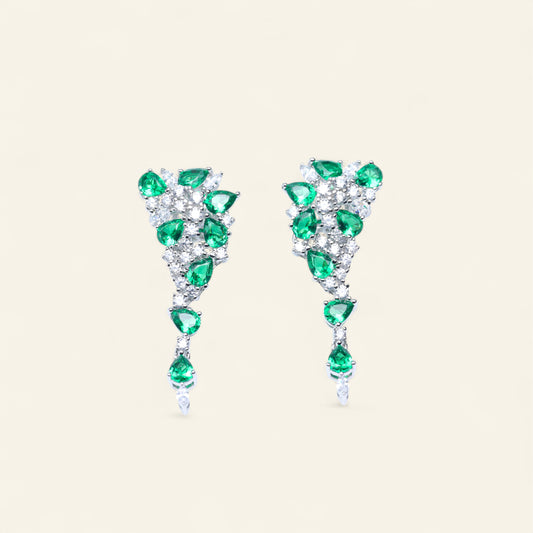 #LE0133# Ear Studs with Green Gemstone