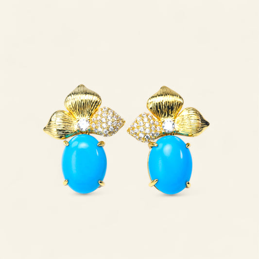 #E120034# Zircon Earrings with Turquoise