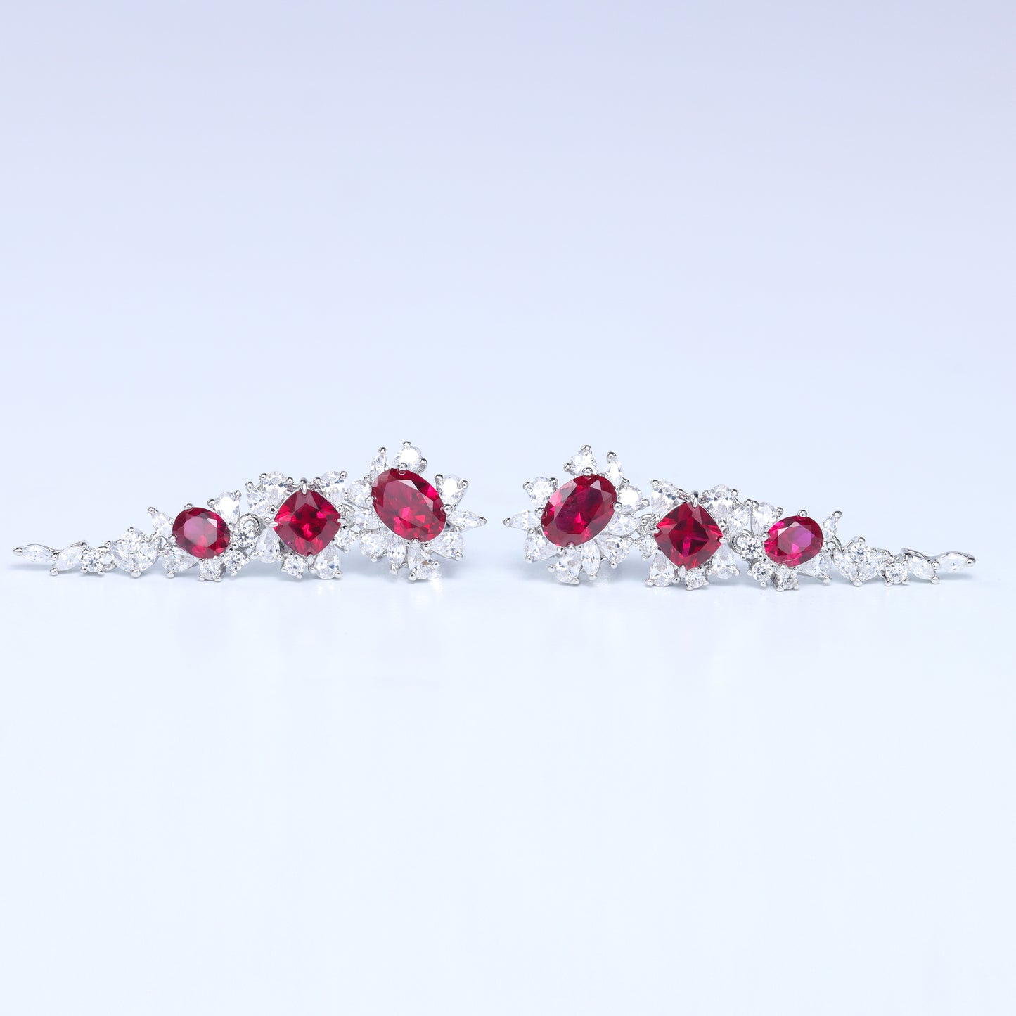 #HE0046#  Earrings with Simulated Rubies & Zircon Accents