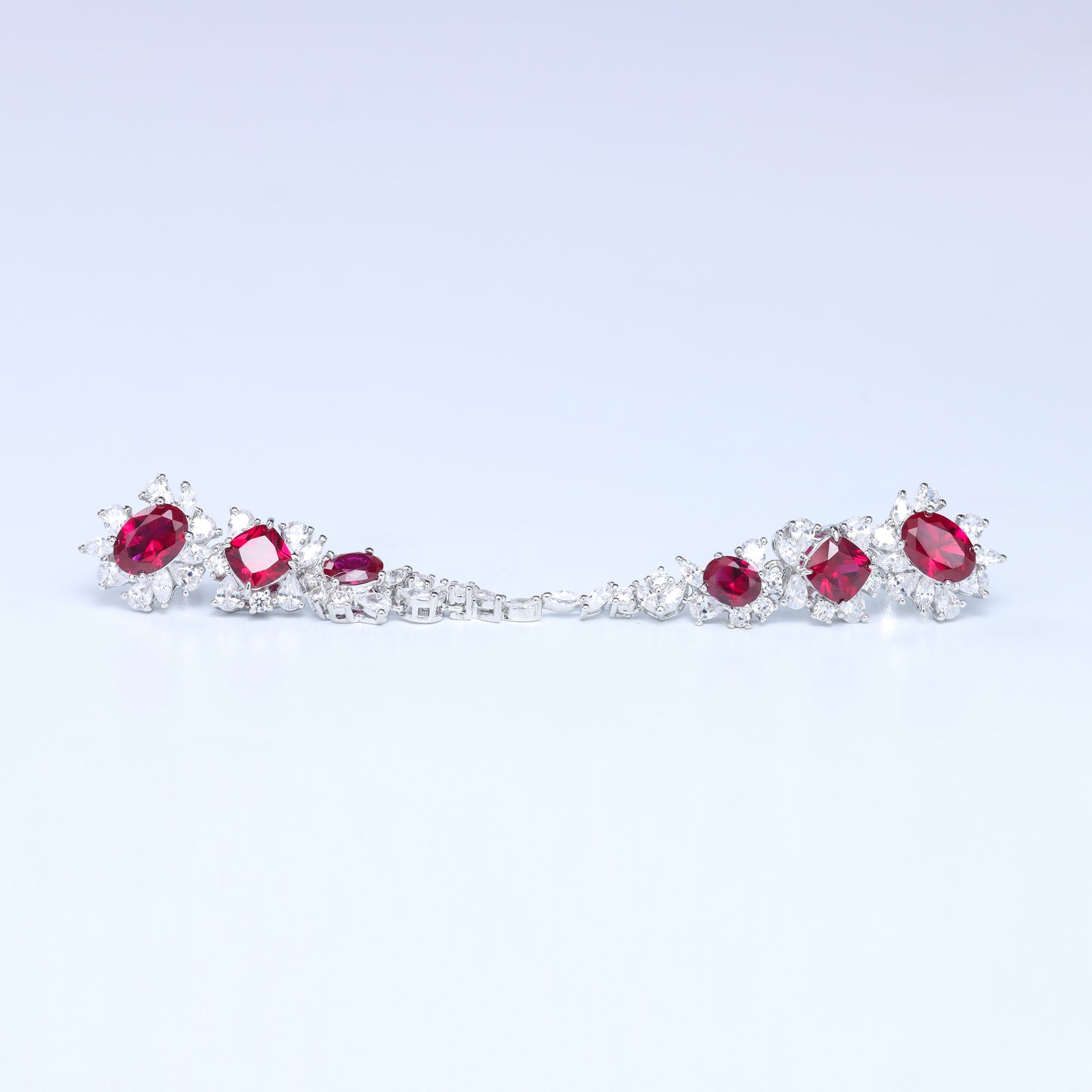 #HE0046#  Earrings with Simulated Rubies & Zircon Accents
