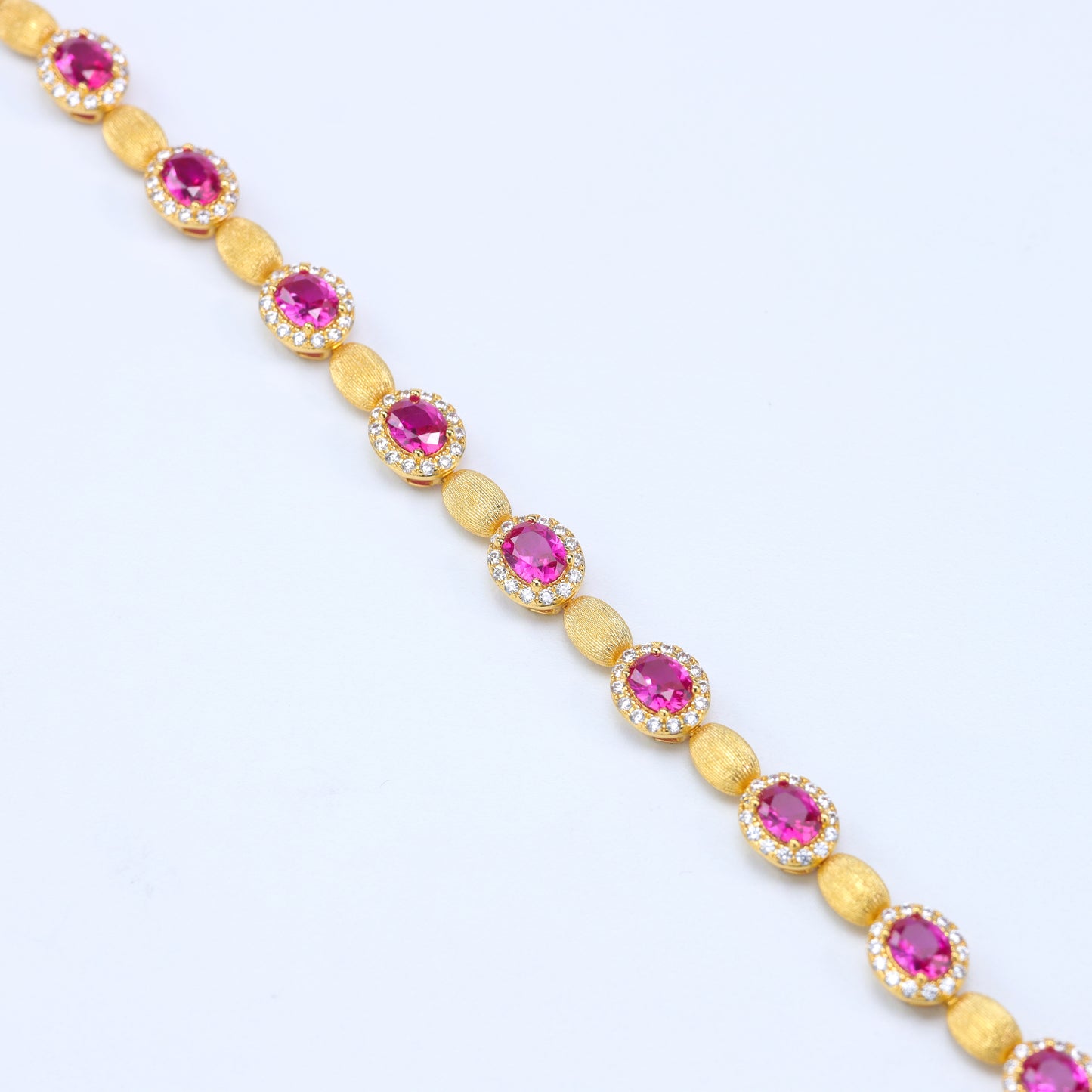#SH0169#  Bracelet with Sparkling Zircon Accents & Ruby Stones