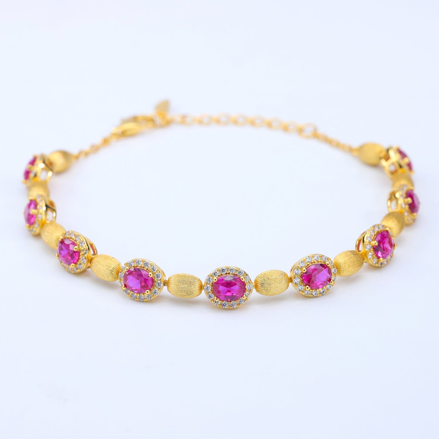 #SH0169#  Bracelet with Sparkling Zircon Accents & Ruby Stones