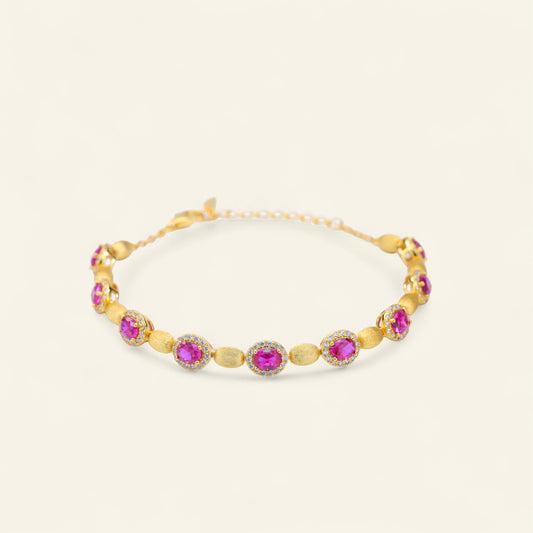 #SH0169#  Bracelet with Sparkling Zircon Accents & Ruby Stones
