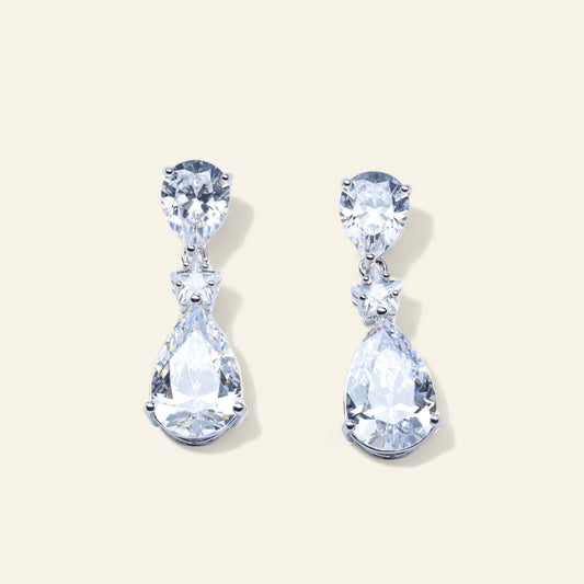 #BE0019#  Drop Earrings with Sparkling Zircon Stones