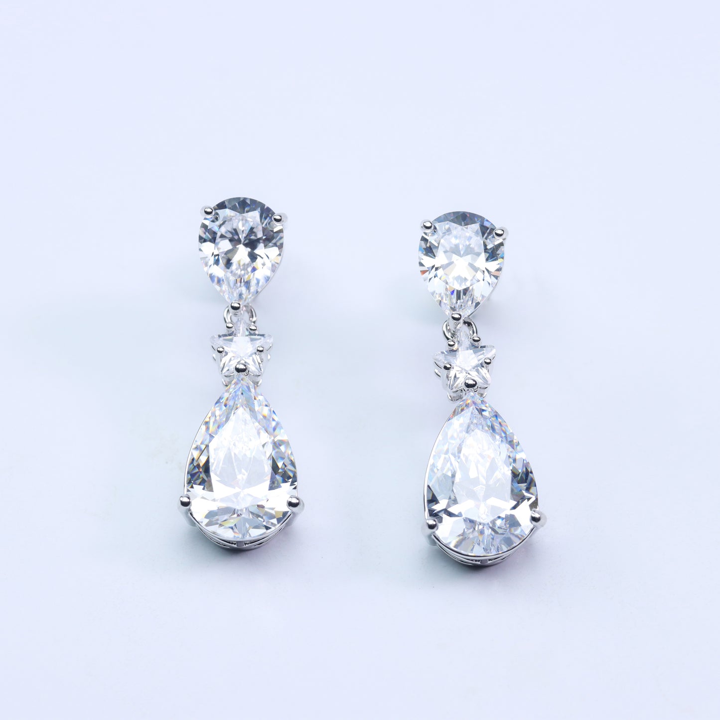 #BE0019#  Drop Earrings with Sparkling Zircon Stones