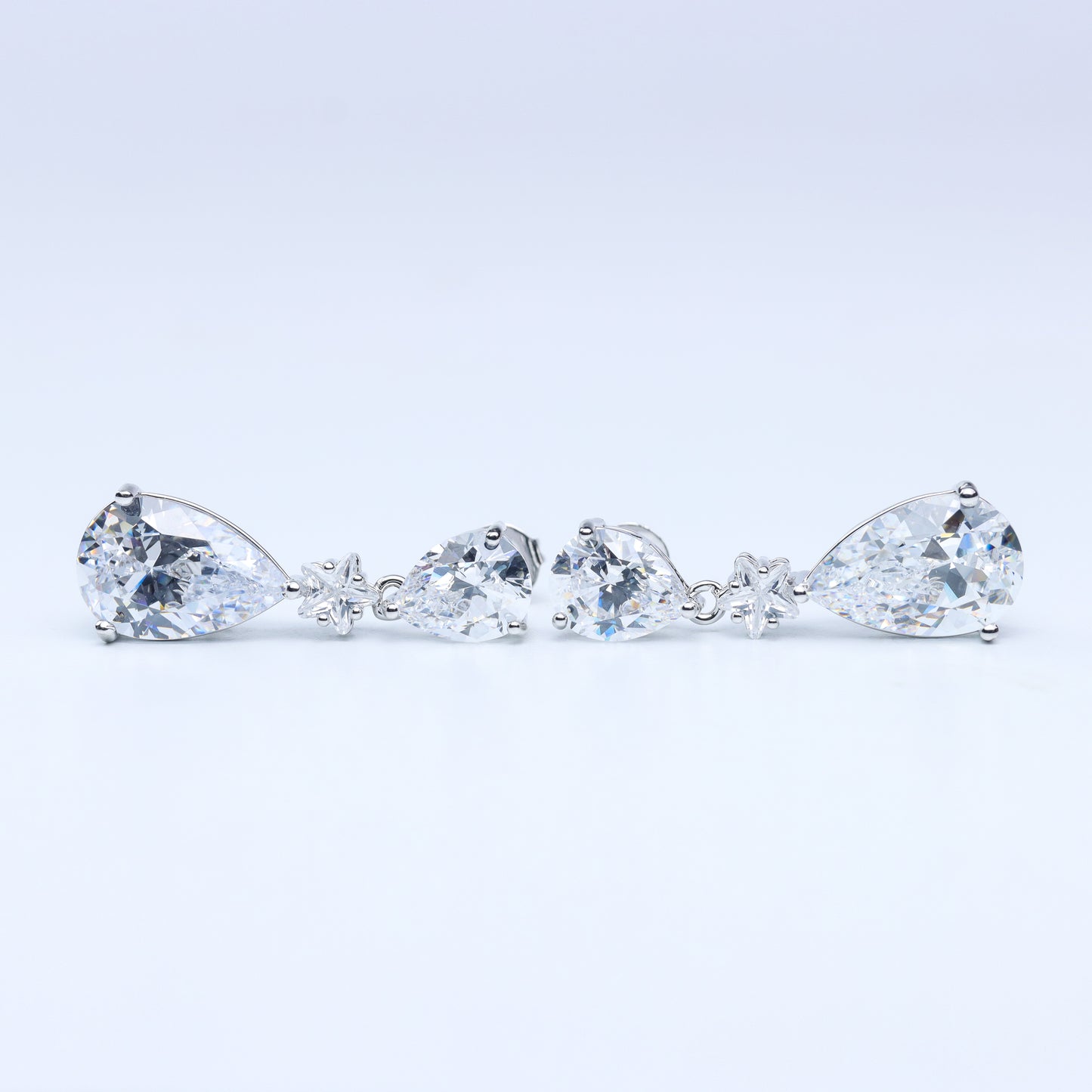 #BE0019#  Drop Earrings with Sparkling Zircon Stones