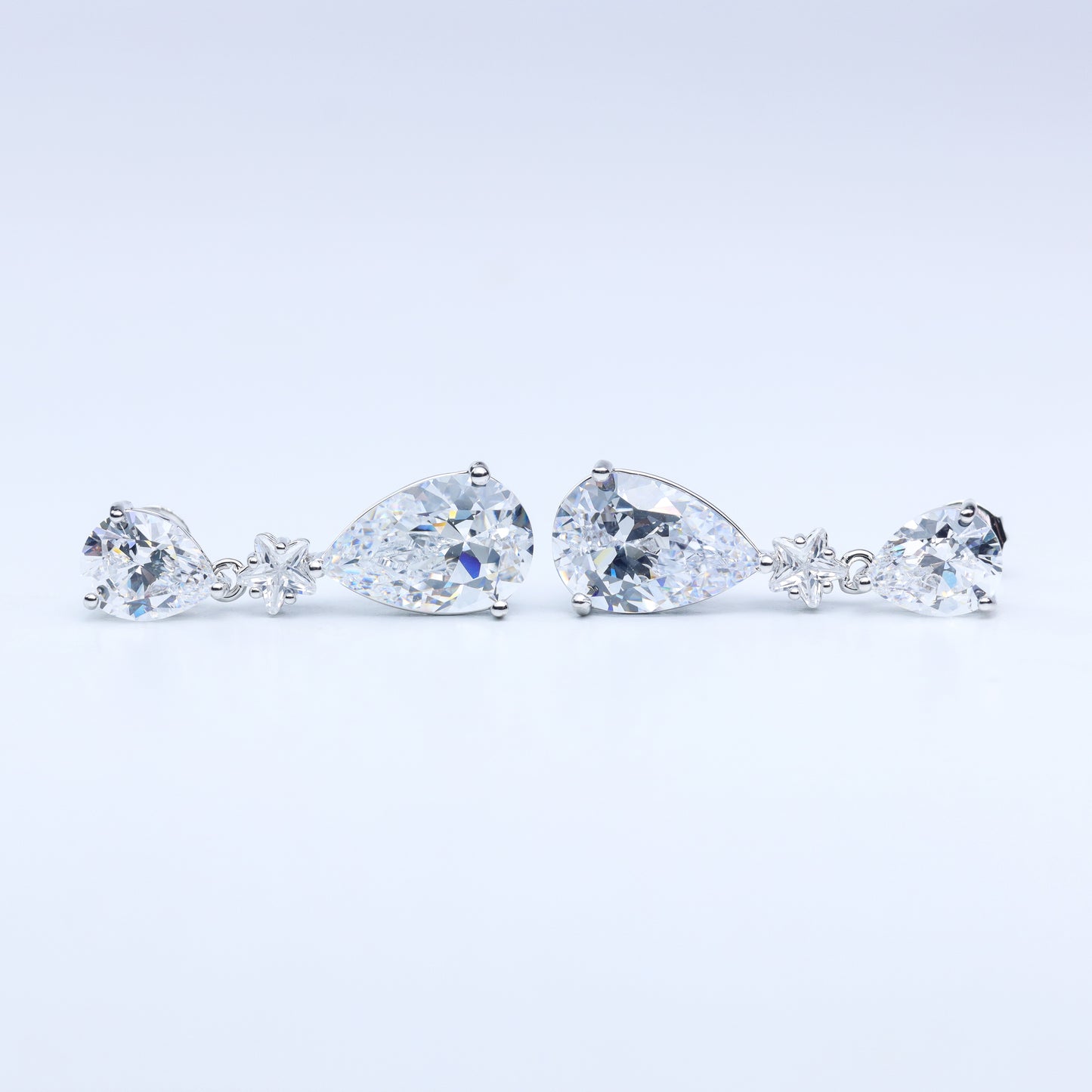 #BE0019#  Drop Earrings with Sparkling Zircon Stones