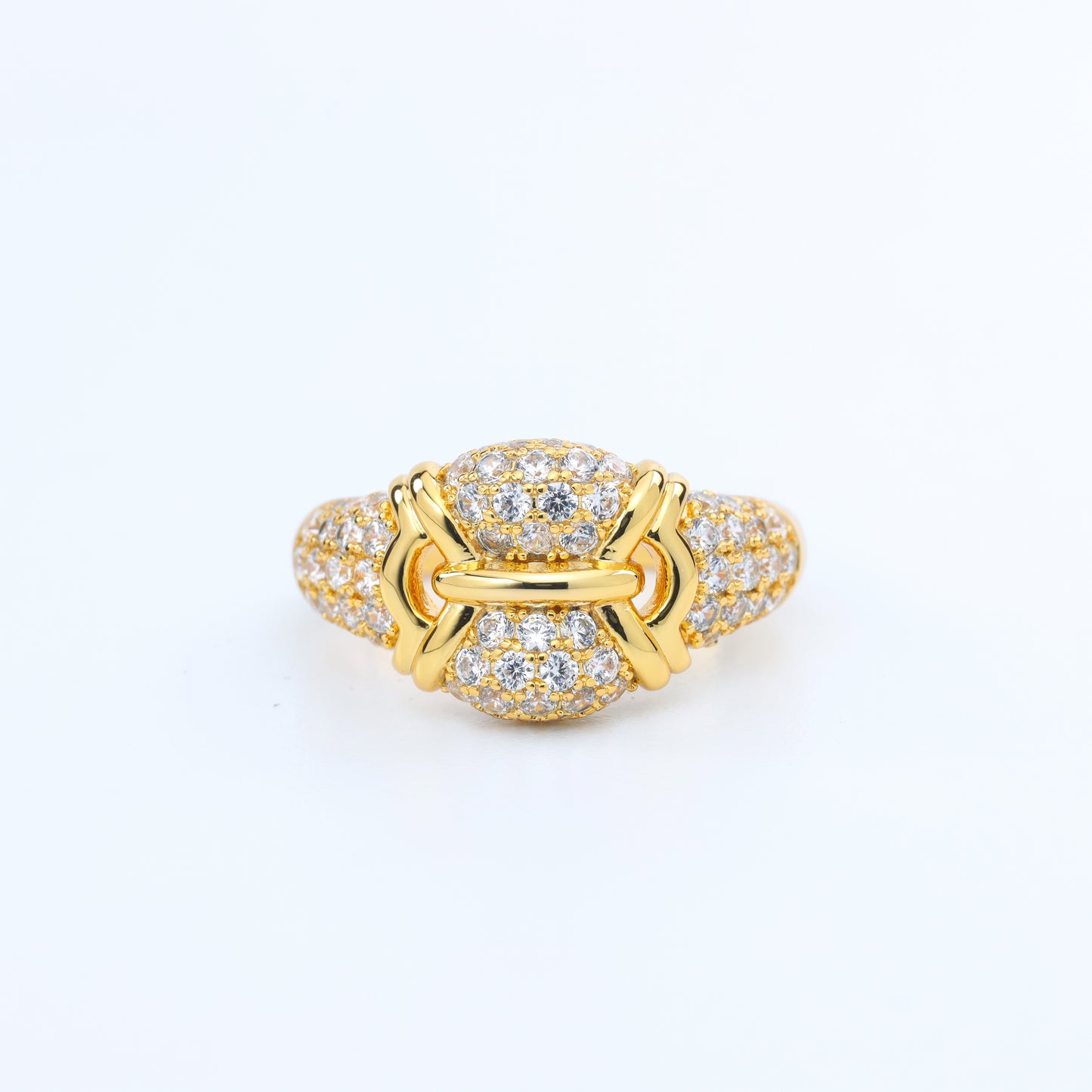 #BJ0225# Vintage Italian Style Ring with Zircon Inlay