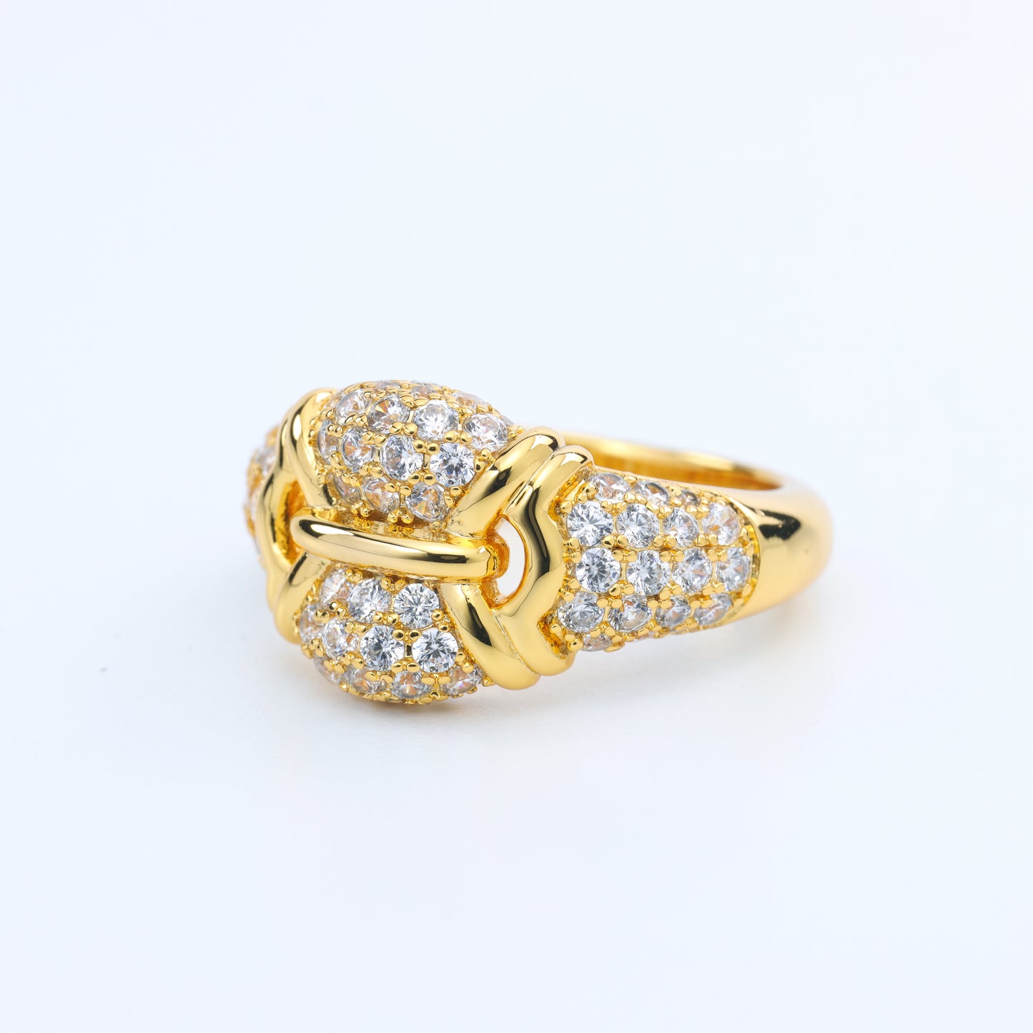 #BJ0225# Vintage Italian Style Ring with Zircon Inlay