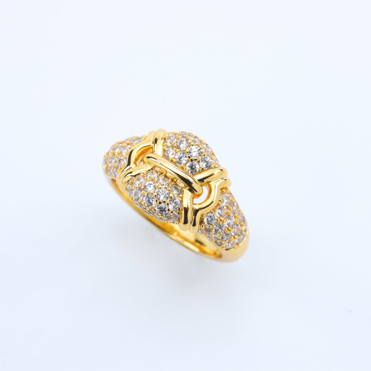 #BJ0225# Vintage Italian Style Ring with Zircon Inlay