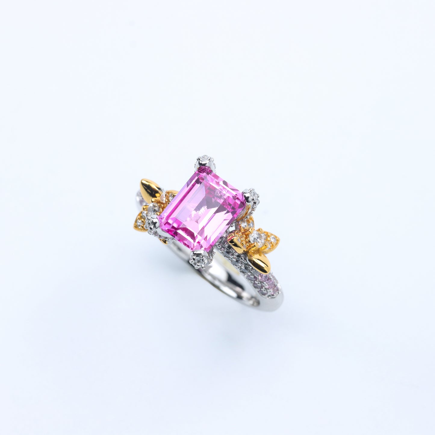 #FJ0202#  Ring with Pink Ruby & Zircon Accents